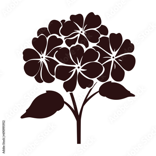 A Hydrangea Flower Vector Silhouette isolated on a white background