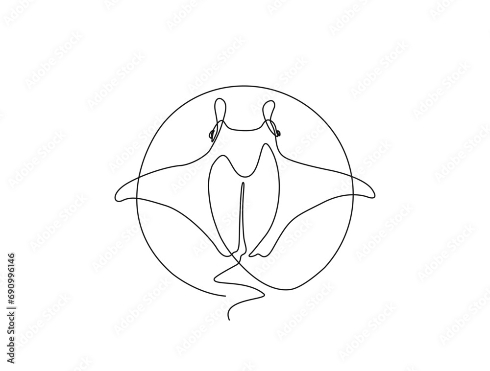 Continuous one line drawing of manta ray. Simple illustration of stingray fish line art vector illustration Continuous one line drawing of manta ray. Simple illustration of stingray fish line art vector illustration