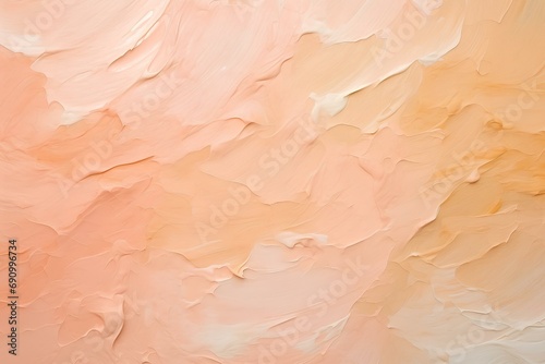 The texture of oil paint from a brush on canvas, the color peach fuzz, textured background.