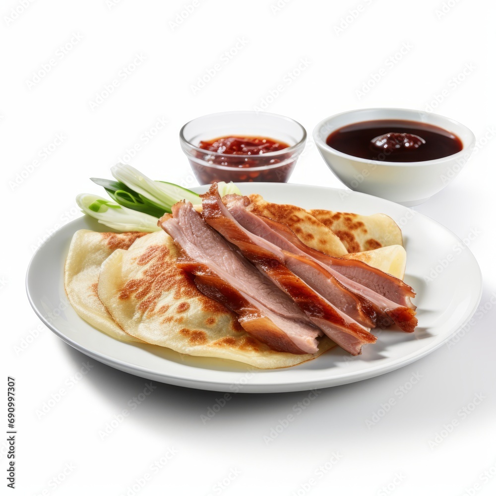Delicious Chinese Peking Duck with Pancakes and Hoisin Sauce AI Generated