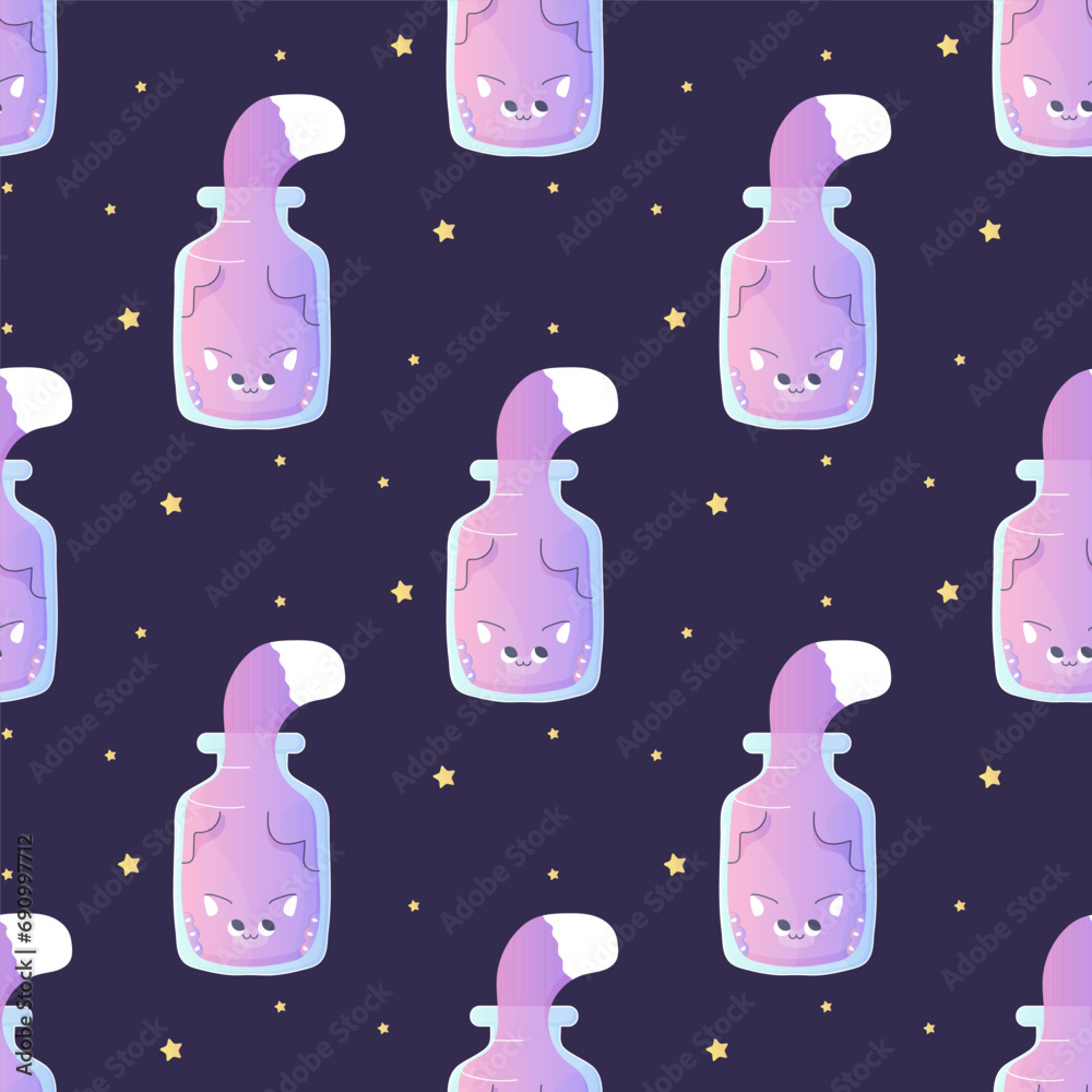 Seamless pattern,line art,cat in a can , occultism magic Seamless pattern,line art,cat in a can , occultism magic