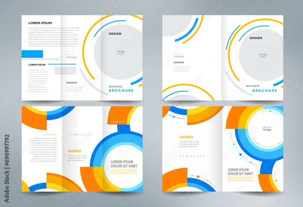Business brochure set design template folder booklet tri-fold circle figure abstract
