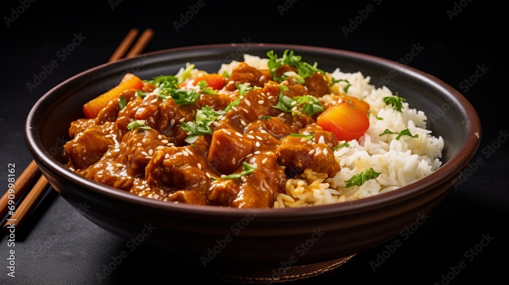 Delicious Japanese Curry Rice in a White Bowl AI Generated
