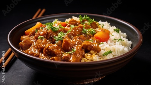 Delicious Japanese Curry Rice in a White Bowl AI Generated