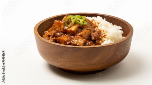 Delicious Japanese Curry Rice on White Background AI Generated