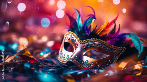 carnival mask background, generative ai photo