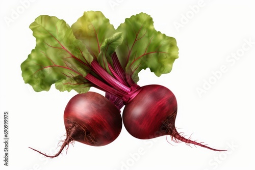 Beetroot with leaves isolated on transparent or white background