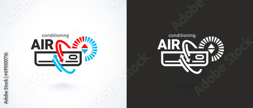 Air conditioner logo. Split system conditioning vector icon