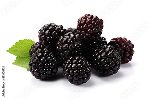Blackberries in a pile isolated on a transparent or white background