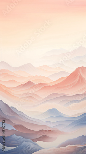 Simple background of national style landscape painting, national style abstract artistic conception concept illustration
