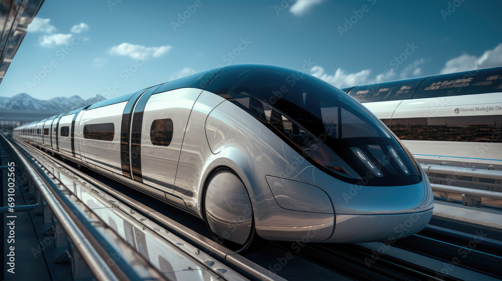 A magnetic levitation train, illustrating the future of efficient, High-speed rail.