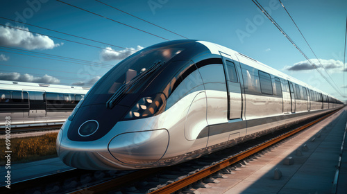 A magnetic levitation train, illustrating the future of efficient, High-speed rail.