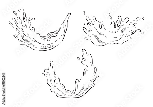 Illustration Sketching  Set water splashing for art work, logo, learning, scrapbooking ink style.