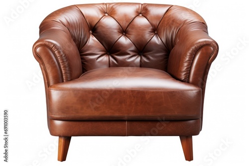 Brown leather armchair isolated