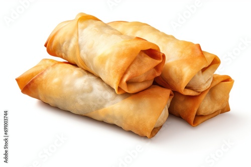 Chinese traditional spring rolls isolated on transparent or white background