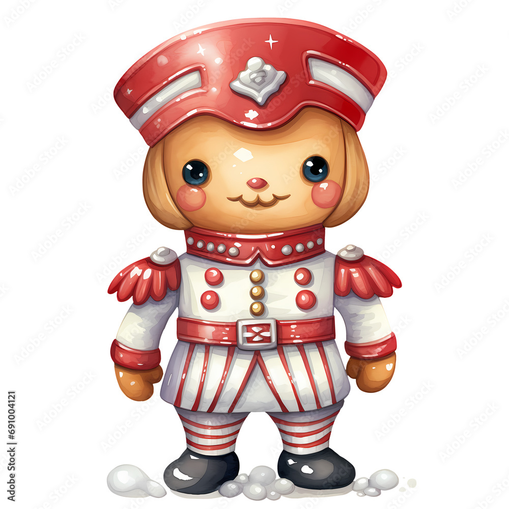 Cute Gingerbread Soldier Watercolor Clipart Illustration Cute Gingerbread Soldier Watercolor Clipart Illustration