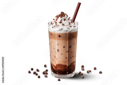 Chocolate milk shake isolated on transparent and white background