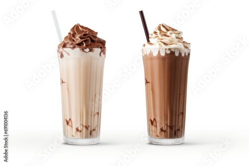 Chocolate milk shake isolated on transparent and white background