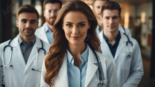A group of doctors, Happy, Superior, Strength, Excellence. Generative AI.