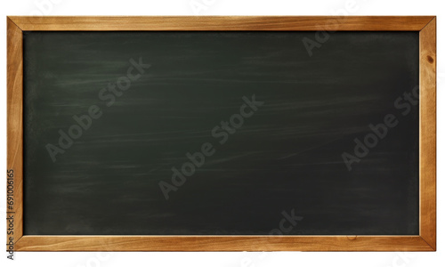 Blank blackboard in wooden frame isolated on transparent background photo