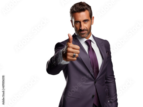 businessman showing thumbs up on transparent background