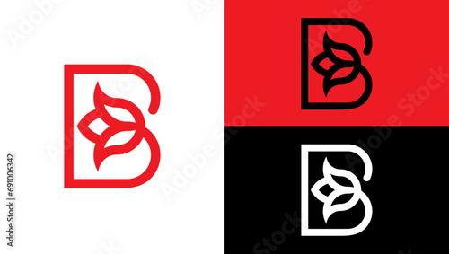 b logo design, flower logo design, flower logo, professional logo, logo design,  photo