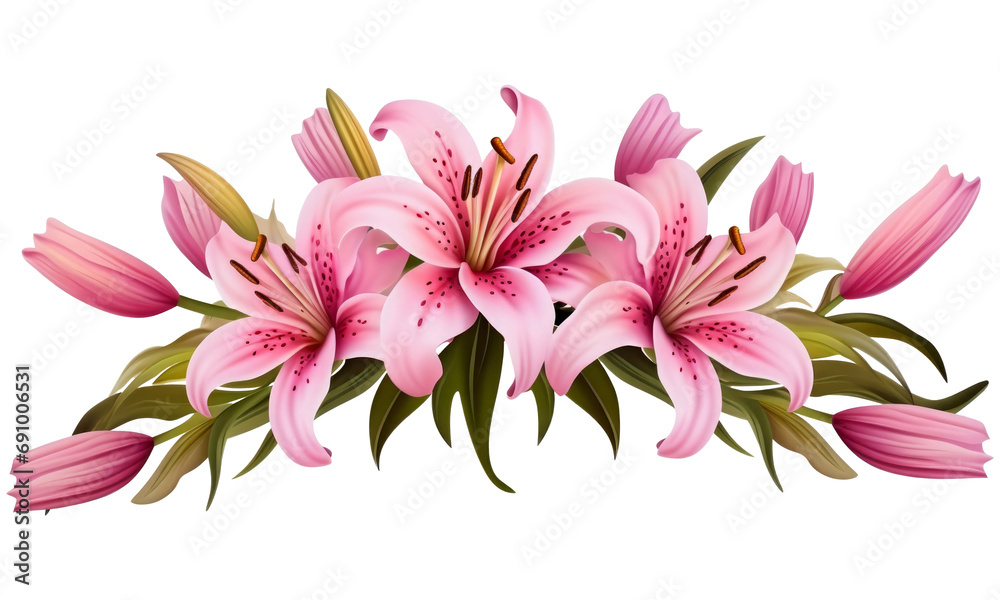 pink lily flower on transparent background