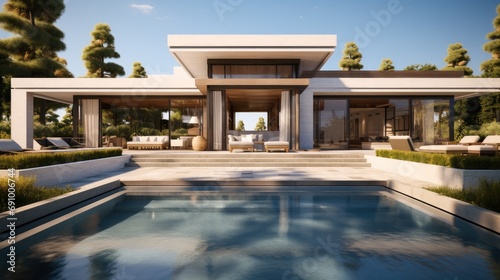 Exterior villa design. Generative AI. © visoot