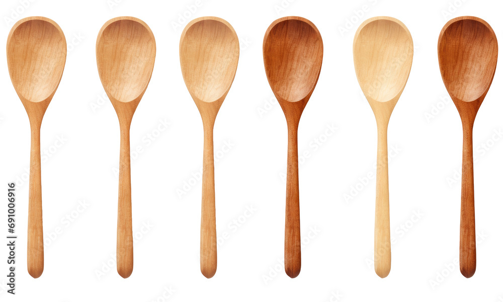 wooden kitchen utensils, spoon isolated on transparent background wooden kitchen utensils, spoon isolated on transparent background
