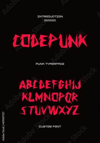 PUNK hardcore font typerface alphabet streetwear element font vector custom rock music poster	