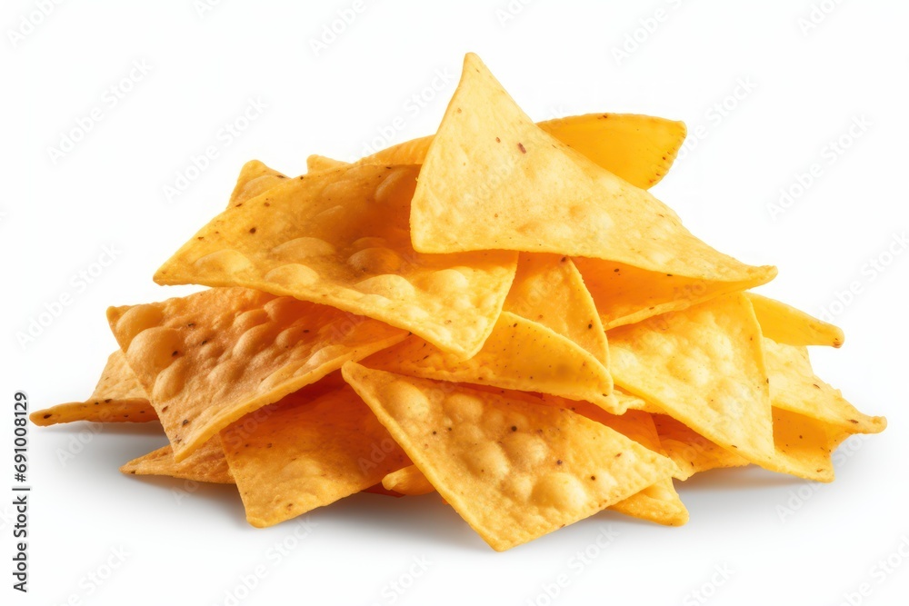 Corn chips nachos isolated on transparent or white background