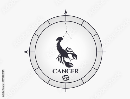 cancer zodiac sign and constellation. astrology and horoscope symbol. vector image