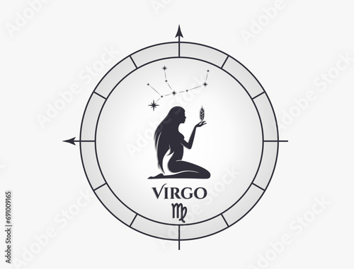 virgo zodiac sign and constellation. astrology and horoscope symbol. vector image