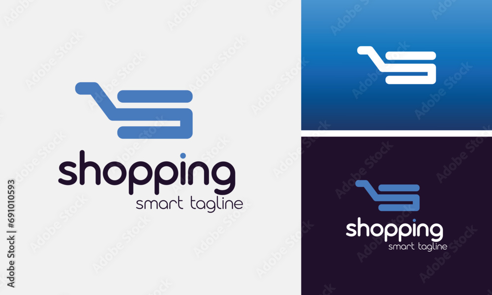 Vector initial letter S with shopping cart abstract logo design Vector initial letter S with shopping cart abstract logo design