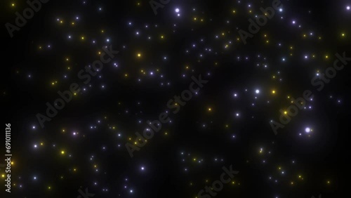Star lights rain. Abstract motion background shining colorful particles. Shimmering Glittering Particles With Bokeh. New year and Christmas 2024 background. Noise. Seamless 4K loop video animation