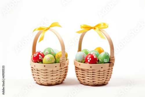 Easter baskets isolated on white background