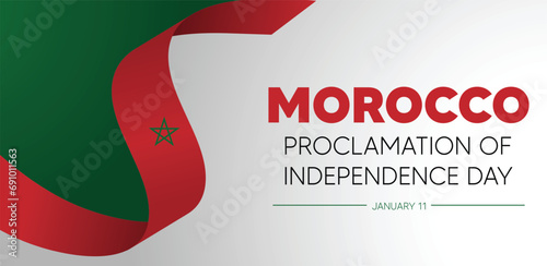 morocco Proclamation of Independence Day 11 January flag ribbon vector poster