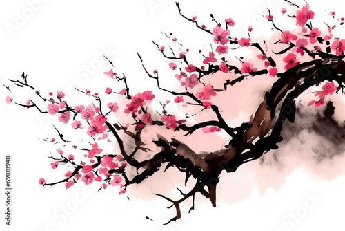 color sakura branch on background photo