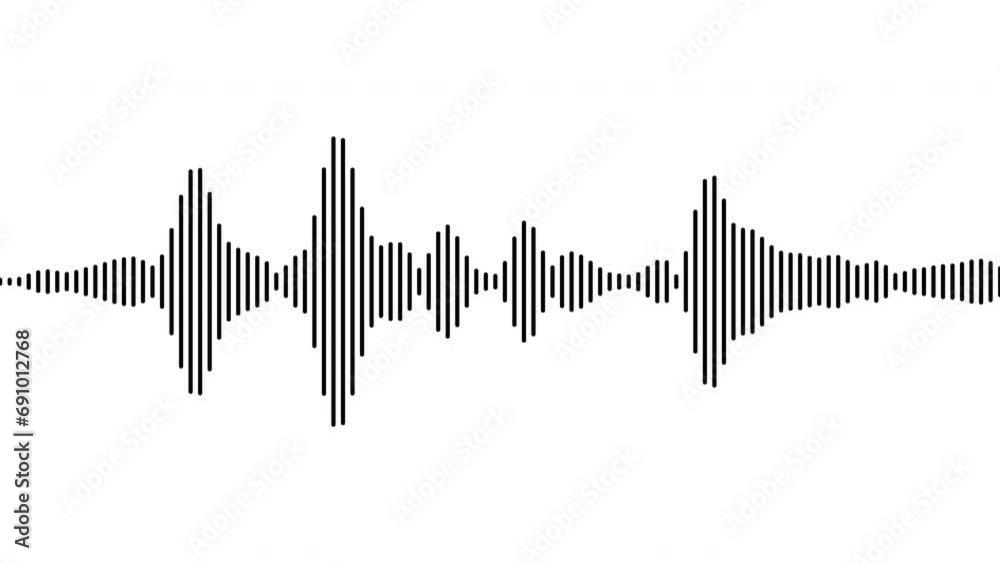 4k abstract music sound wave or audio wavefrom isolated on white background.Line digital minimalist voice and soundtrack.