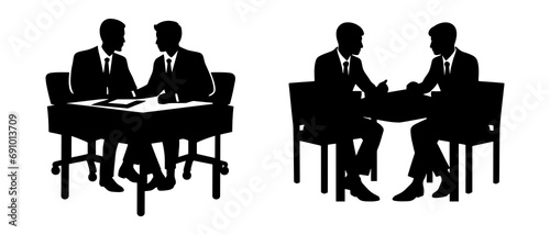 Business meeting silhouette black filled vector Illustration icon	