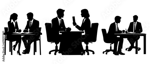 Business meeting silhouette black filled vector Illustration icon	