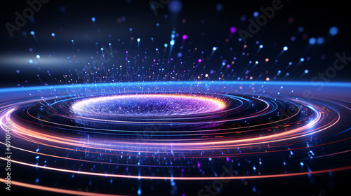 Microscopic visualization data network Circular ray light bending cosmic background