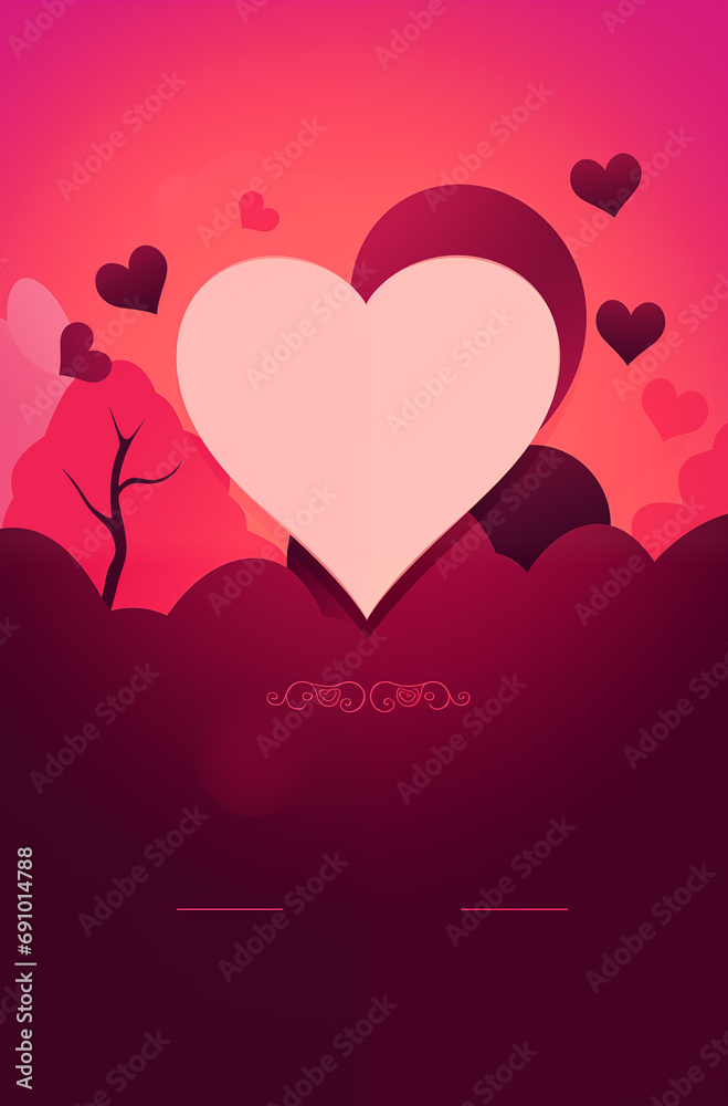 valentine's day purple pink template with hearts with copy space