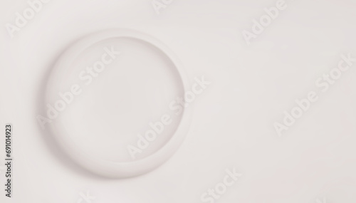 Minimal empty round frame on a white background for product presentation mockup flat lay.