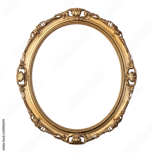 Antique gold oval frame photo with empty blank canvas. PNG cut out Isolated on transparent background © Legona