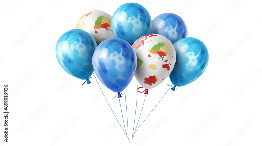 birthday balloons isolated on white background,png