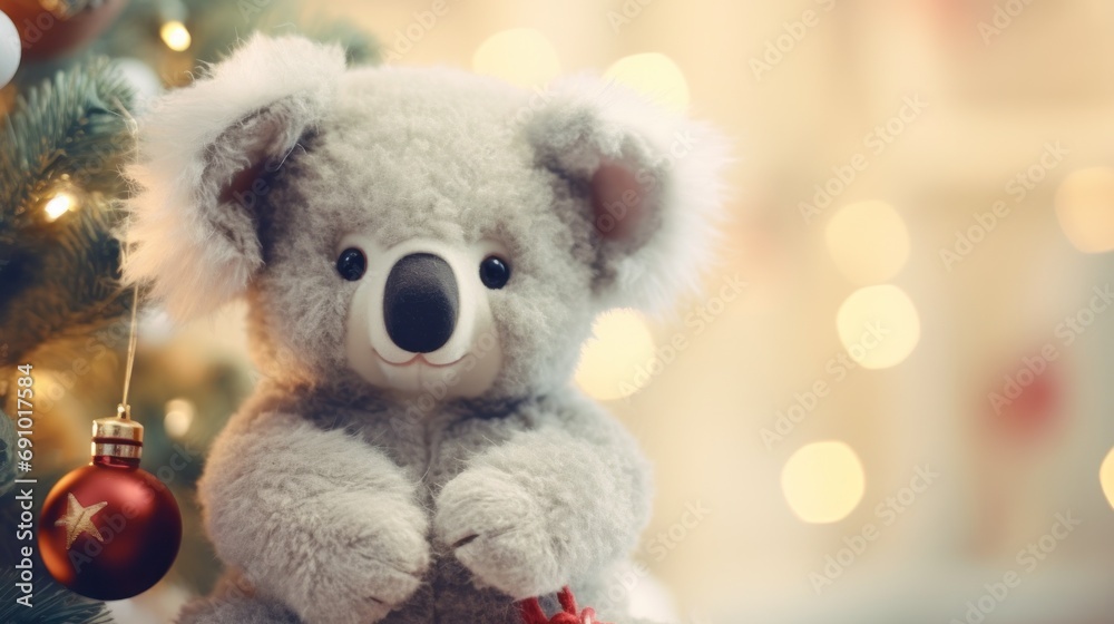 Cute ANIMAL toy on Christmas background. Cute ANIMAL toy on Christmas background.