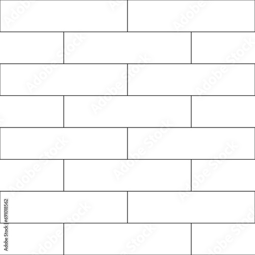 Boards, tiles, parquet, bricks. Abstract texture. Monochrome, black outline on white. Rectangles. Seamless  pattern with editable stroke. Background for decor.