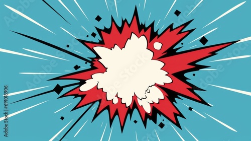 Red Comic Boom Explosion Cloud Artwork for a Colorful Pop art. Visual Dynamism. Old fashioned comic book icon for punch word