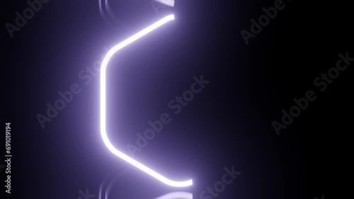 Abstract hexagon background with Light Lines Moving Fast. Futuristic neon with lights in a seamless loop. Moving glowing neon lights disco party